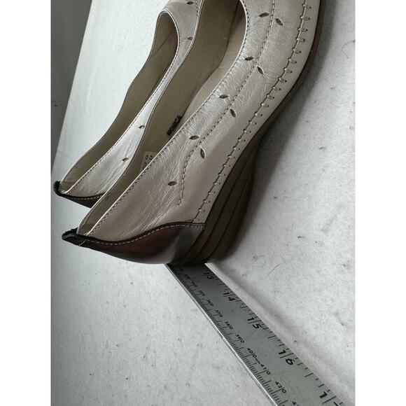 Spring Step Tan & Taupe Leather Shoes Women Size 40 / 7 Square‎ Toe - Picture 10 of 10